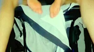 When alone at home, neighbor delivers cock leading to squirt orgasm.