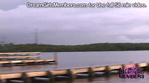 Teen in bikini flashes tits and pisses off neighbors