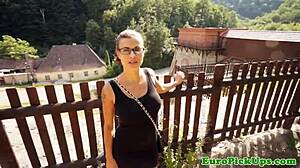 i, the euro teen slut in glasses, get a facial from neighbor