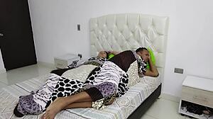 Skinny Brunette Touches Naked Father-In-Law And Rides His Cock