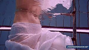 I’m stunned by Marketa’s amazing hairy underwater show at the pool.