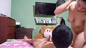 in this anime hentai, the big-titted asian brunette wakes her stepbrother with doggystyle sex before he heads to university