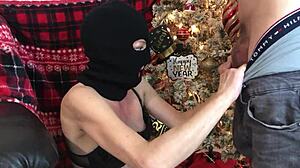 Ski Mask Slut Sucks Cock By Christmas Tree