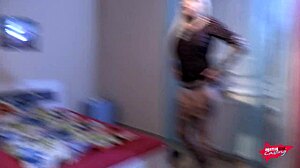 Unusual threesome with virgin Eva involving deepthroat, blowjob, bent over doggystyle, and group hardcore action