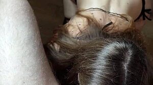 Sucking and swallowing cum in a homemade lesbian video