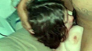 girlfriend deepthroats cock for first time at home