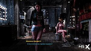 In this 3D anime game, she spreads her legs and shows her pussy.