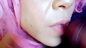 Amateur swallows big cock and monster dick in blowjob session