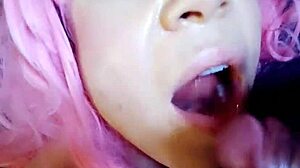 Amateur swallows big cock and monster dick in blowjob session