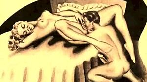 Vintage Erotic Drawings Showcase Retro Interracial Anime in Unique Style