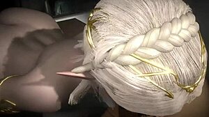 Sexy blonde elf girl sucking dick in the dark