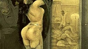 Vintage Erotic Drawings Showcase Retro Interracial Anime in Unique Style