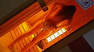 Risky public flashing and masturbation at spa center 😏