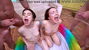 wet gangbang with double action for jane white & voilet