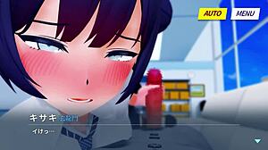 3D animated handjob with an anime beauty