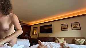 Stepmom notices you're nervous and gives you a blowjob in the hotel room