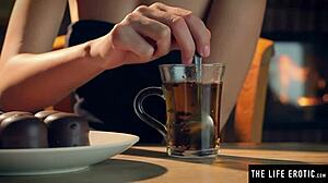 Hot Sexy Girl Smears Cream On Big Tits And Hairy Pussy