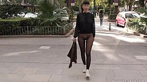 she says, 'look at my pantyhose in public'