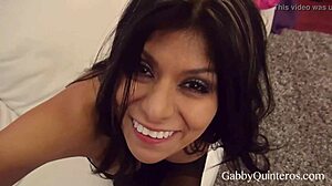 dominated latina gabby quinteros gets face covered in cum after doggystyle