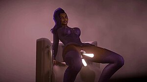 Feeling wild with Sombra double dildo in Overwatch parody music video