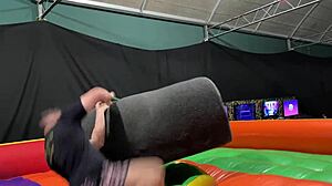 Latina ass gaping and squirting in public