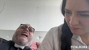 Father Damian creampies Mexican girl in schoolgirl costume