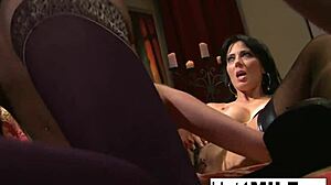 Two busty sluts receive blowjobs and hardcore fucking