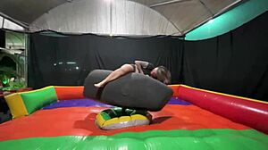 Latina ass gaping and squirting in public