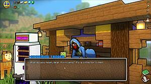 Futanari cock dominates in HornyCraft parody hentai game
