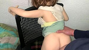 First-time anal with a petite teen in a dress fetish scene