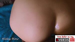 i took a huge cock in my pussy with butt plug moaning loudly in doggy