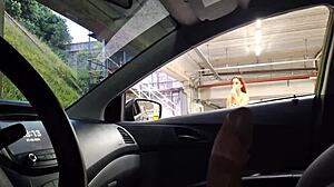 Beautiful woman risks public outdoor masturbation