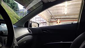 Beautiful woman risks public outdoor masturbation