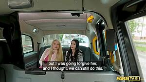 Hey driver, can two horny babes give you a wild pity fuck in this fake taxi?