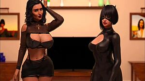 In this halloween special, the fine ass catwomen shut up and dance for the second round in a curvy 3d anime game