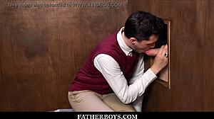 skinny twink catholic boy ryland kingsley receives blowjob and bareback fuck from redhead priest dacotah red during taboo confession