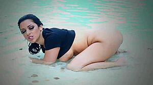 busty big ass diva moans loudly as she orgasms by the pool with her vibrator