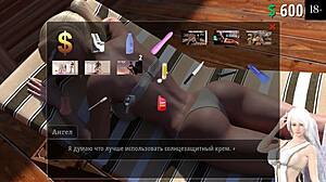 Beautiful anime game with big nipples and cum inside the pussy