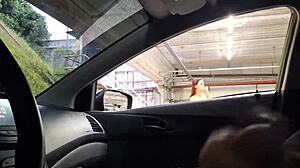 Beautiful woman risks public outdoor masturbation