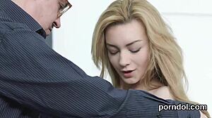 Sensual bookworm gets seduced and banged by older teacher