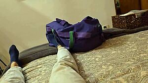 uh, sharing room with this sexy unknown, she undress to fuck me hard