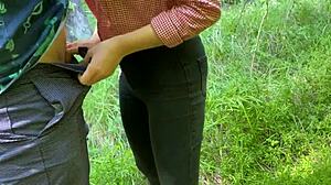 Stepbrother Bends Me Over for Hard Doggystyle in Forest