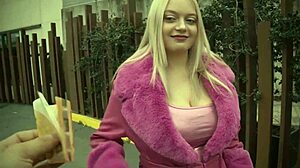 Huge Tits Blonde Banged by Two Men and Swallows Their Loads