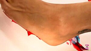 Short haired blonde hottie gives amazing footjobs and gets eaten out for it