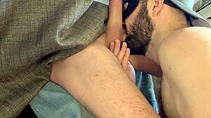 Amateur Gay Blowjob with Deepthroat and Swallow at Gloryhole Session