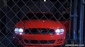 Hey, check these strong gay couple banging on a red car roof