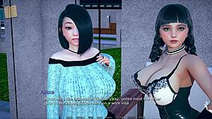 Big-boobed anime girls in sexy outfits in Polyturn 3 game