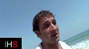 horny guy drills a stunning mulatto brunette hard by the seaside