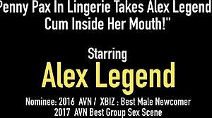 Penny Pax In Stockings Bent Over, Gives Blowjob, Rides Cowgirl, Takes Alex Legends' Cumshot In Mouth!