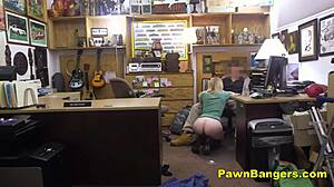 Shaved Pussy Blonde Slut Sucks And Fucks Big Dick In Backroom Hidden Cam